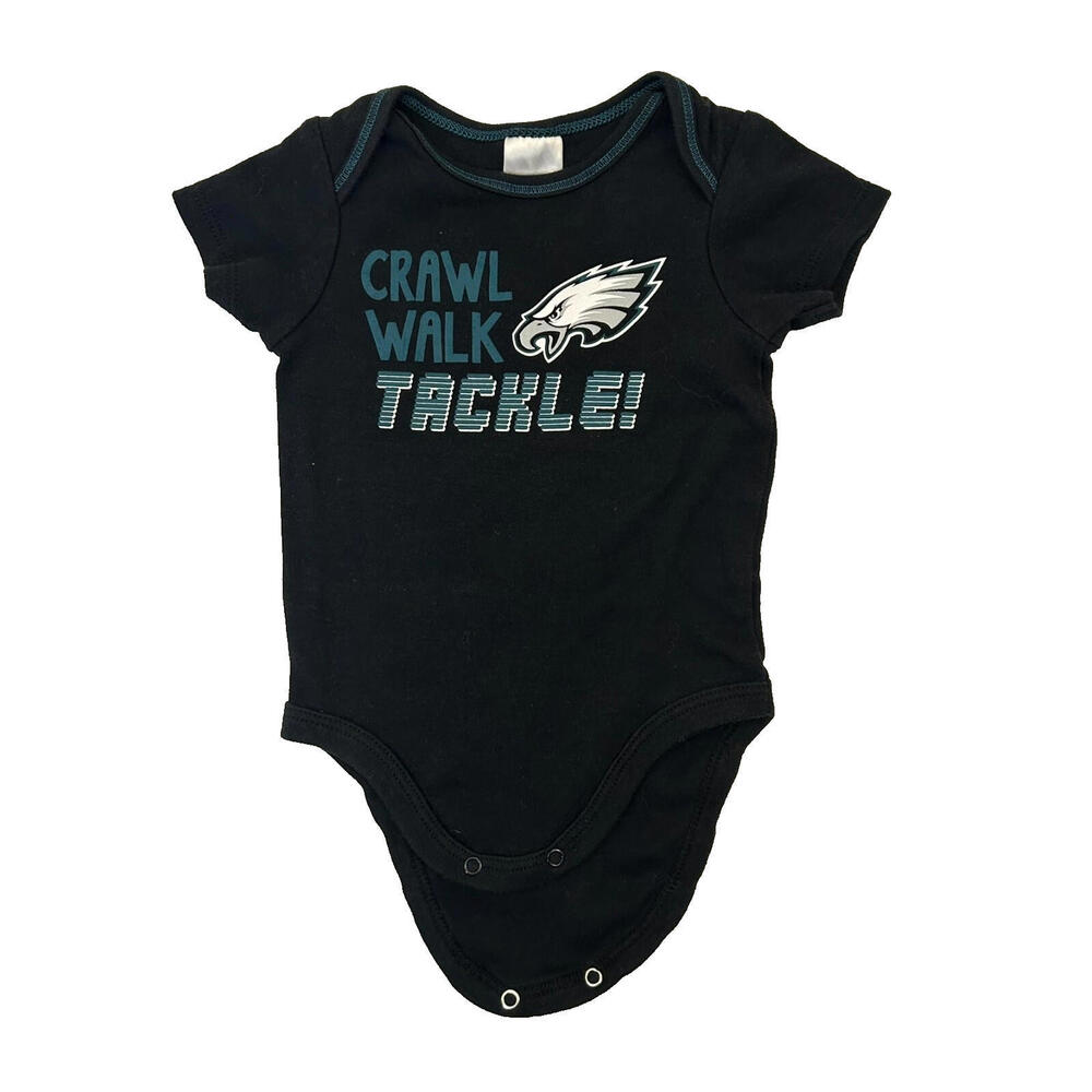 Philadelphia Eagles NFL One Piece Size 0-3 Months Black Crawl Walk Tackle